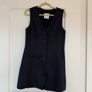 Abercrombie & Fitch Navy Pinstripe Button-Front Mini Dress